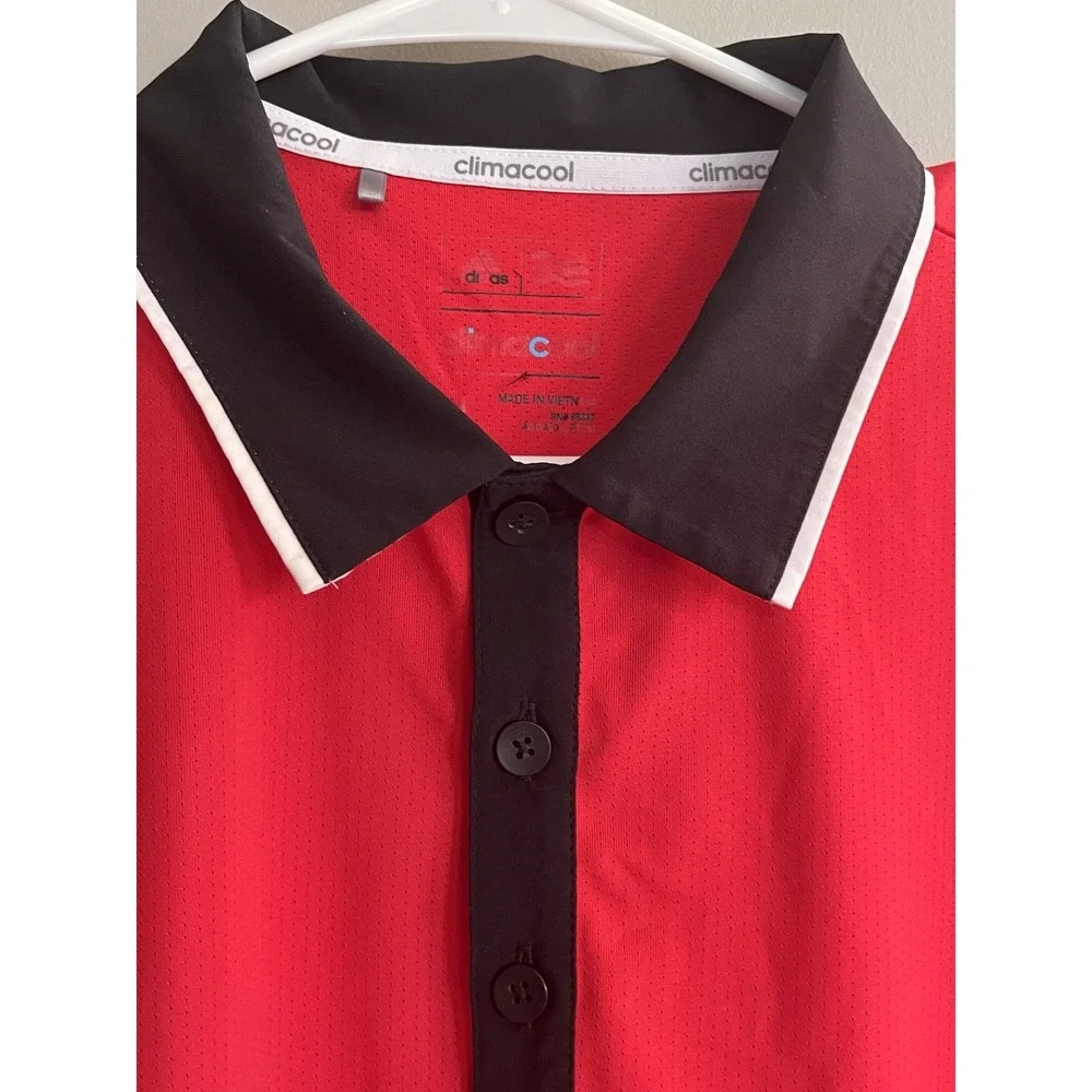 Adidas Men's Medium Aeroready Climacool‎ Red Short Sleeve Polo Shirt